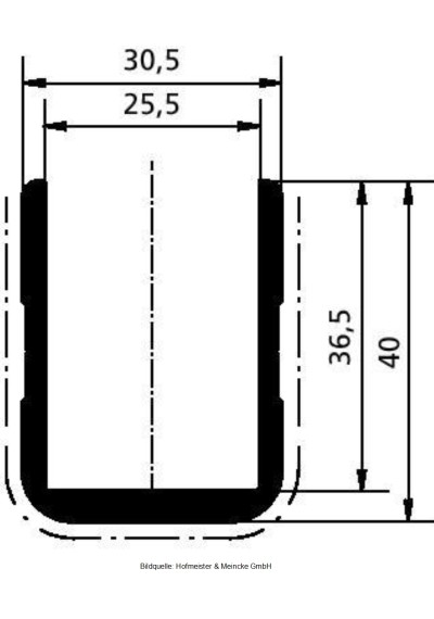 Bordwandprofil / Einfassprofil mit Profilierung blank Länge: 400 mm
